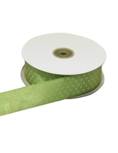 Nastro Doppio Raso Pois 10 mm x 50 m - Verde - vista bobina