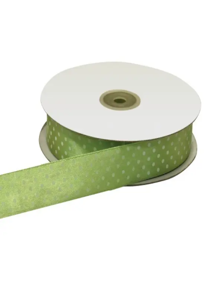 Nastro Doppio Raso Pois 10 mm x 50 m - Verde - vista bobina