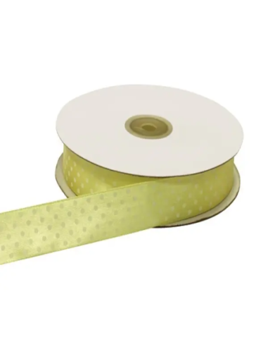 Nastro Doppio Raso Pois 10 mm x 50 m - Giallo - vista bobina