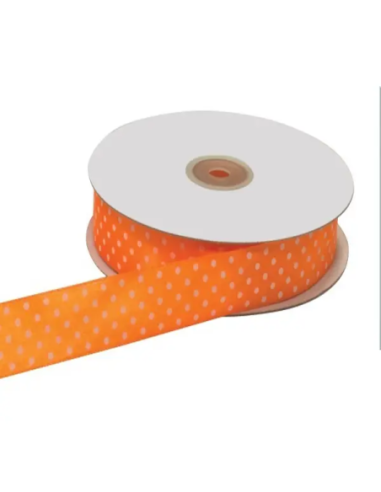 Nastro Doppio Raso Pois 10 mm x 50 m - Arancio - vista bobina