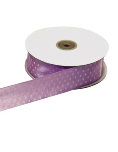 Nastro Doppio Raso Pois 10 mm x 50 m - Lilla - vista bobina