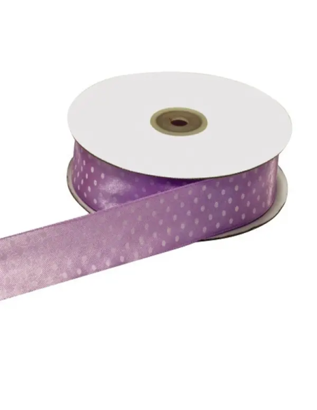 Nastro Doppio Raso Pois 10 mm x 50 m - Lilla - vista bobina