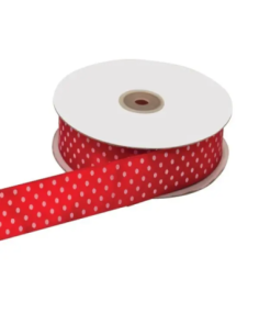 Nastro Doppio Raso Pois 25 mm x 50 m - Rosso - vista bobina
