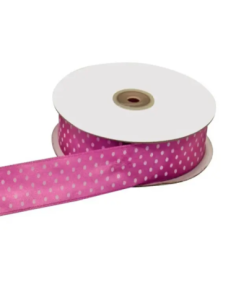 Nastro Doppio Raso Pois 25 mm x 50 m - Fuxia - vista bobina