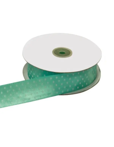 Nastro Doppio Raso Pois 25 mm x 50 m - Verde Vita - vista bobina