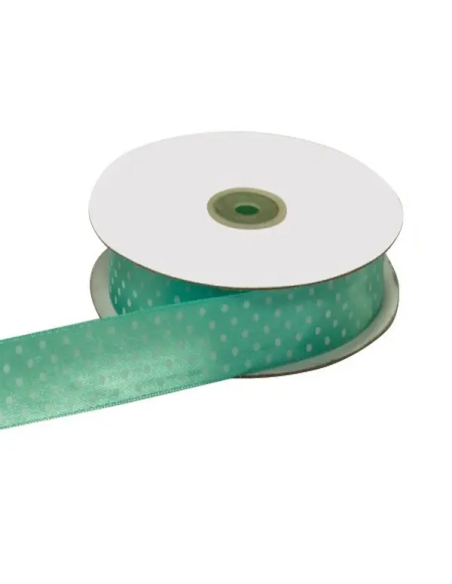 Nastro Doppio Raso Pois 25 mm x 50 m - Verde Vita - vista bobina