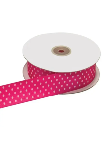Nastro Doppio Raso Pois 25 mm x 50 m - Fragola - vista bobina