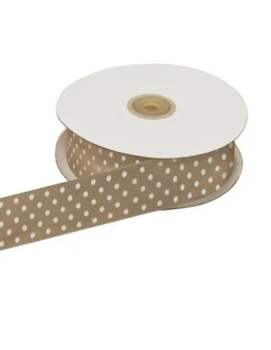 Nastro Doppio Raso Pois 25 mm x 50 m - Tortora - vista bobina