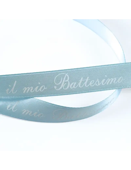 Nastro Stampato Il Mio Battesimo 10 mm x 50 m - Cielo - vista bobina