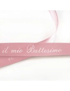 Nastro Stampato Il Mio Battesimo 10 mm x 50 m - Rosa - vista bobina
