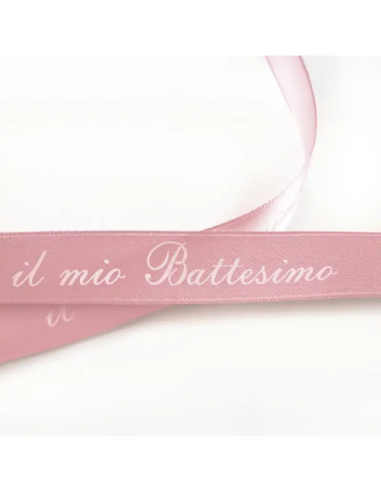 Nastro Stampato Il Mio Battesimo 10 mm x 50 m - Rosa - vista bobina