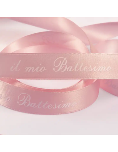Nastro Stampato Il Mio Battesimo 20 mm x 50 m - Rosa - vista bobina