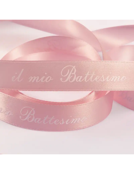Nastro Stampato Il Mio Battesimo 20 mm x 50 m - Rosa - vista bobina