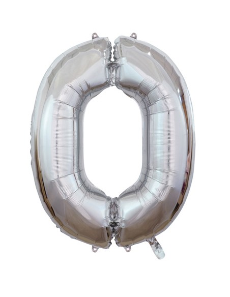 Palloncino Mylar Numero 0 Argento Mega 40" - 101cm - 1pz | G3S Party