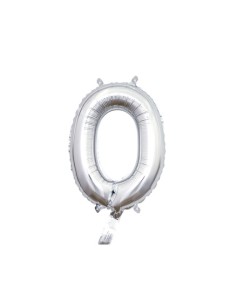 Palloncino Mylar Numero 0 Argento Mini 14" - 35cm con valvola - 1pz | G3S Party