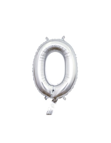 Palloncino Mylar Numero 0 Argento Mini 14" - 35cm con valvola - 1pz | G3S Party