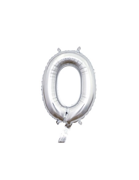 Palloncino Mylar Numero 0 Argento Mini 14" - 35cm con valvola - 1pz | G3S Party