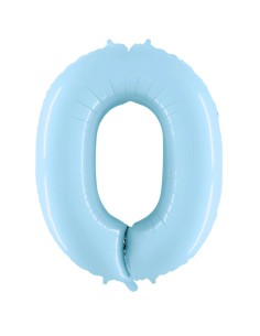Palloncino Mylar Numero 0 Celeste Pastello Mega 40" - 101cm - 1pz | G3S Party