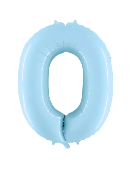 Palloncino Mylar Numero 0 Celeste Pastello Mega 40" - 101cm - 1pz | G3S Party