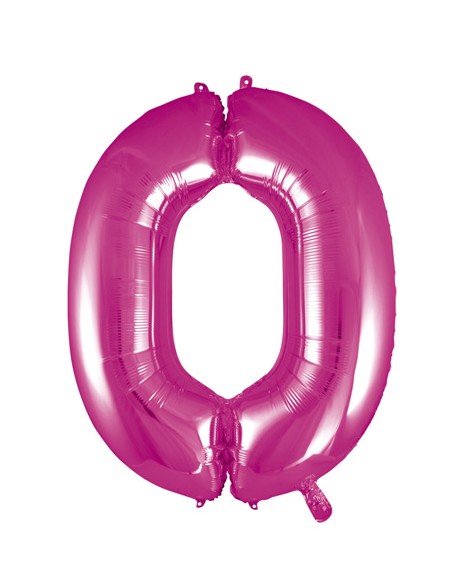 Palloncino Mylar Numero 0 Fuxia Mega 40" - 101cm - 1pz | G3S Party