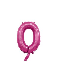 Palloncino Mylar Numero 0 Fuxia Mini 14" - 35cm con valvola - 1pz | G3S Party