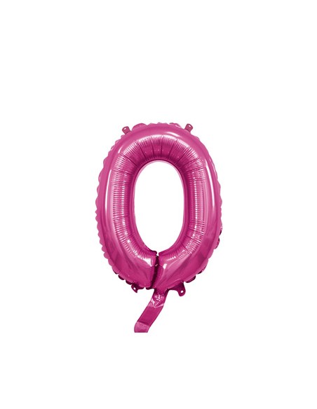 Palloncino Mylar Numero 0 Fuxia Mini 14" - 35cm con valvola - 1pz | G3S Party