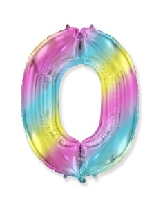 Palloncino Mylar Numero 0 Multicolor Gradient SuperShape 40" - 101cm - 1pz | G3S Party