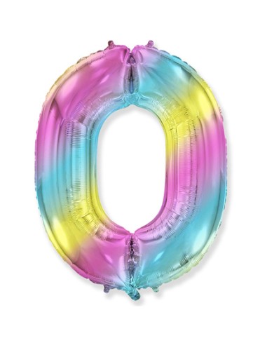 Palloncino Mylar Numero 0 Multicolor Gradient SuperShape 40" - 101cm - 1pz | G3S Party