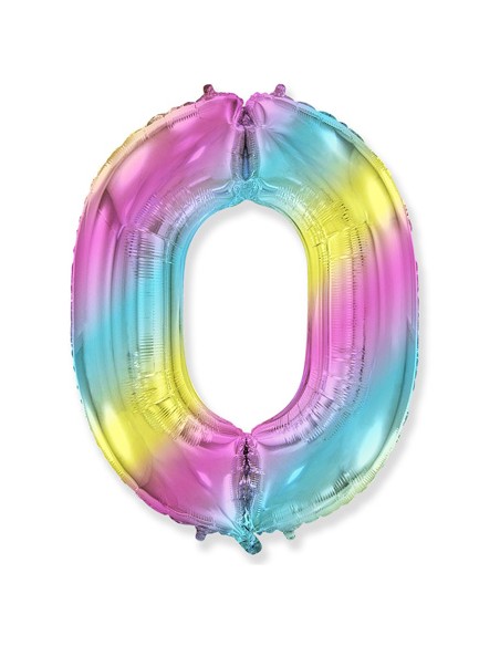 Palloncino Mylar Numero 0 Multicolor Gradient SuperShape 40" - 101cm - 1pz | G3S Party
