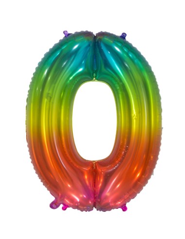 Palloncino Mylar Numero 0 Multicolor Jelly Mega 34" - 86cm - 1pz | G3S Party