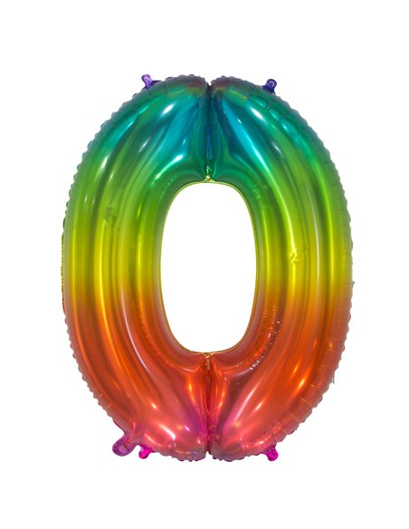Palloncino Mylar Numero 0 Multicolor Jelly Mega 34" - 86cm - 1pz | G3S Party