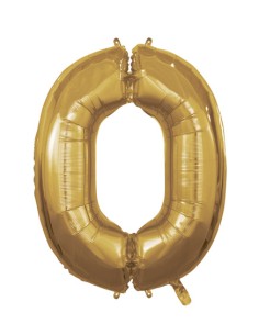 Palloncino Mylar Numero 0 Oro Mega 40" - 101cm - 1pz | G3S Party