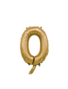 Palloncino Mylar Numero 0 Oro Mini 14" - 35cm con valvola - 1pz | G3S Party
