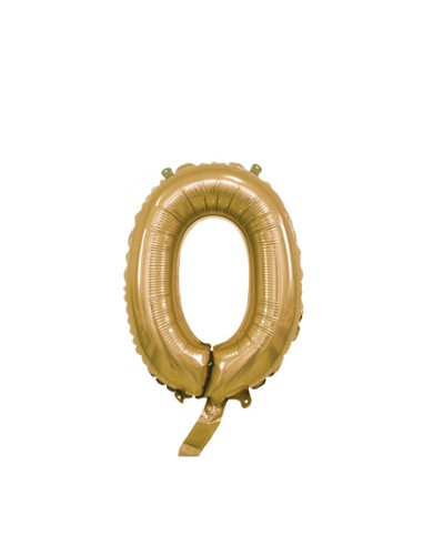 Palloncino Mylar Numero 0 Oro Mini 14" - 35cm con valvola - 1pz | G3S Party
