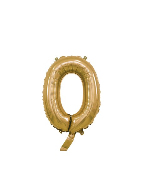 Palloncino Mylar Numero 0 Oro Mini 14" - 35cm con valvola - 1pz | G3S Party