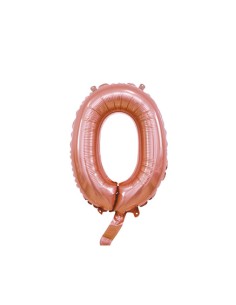 Palloncino Mylar Numero 0 Rosa Gold Mini 14" - 35cm con valvola - 1pz | G3S Party