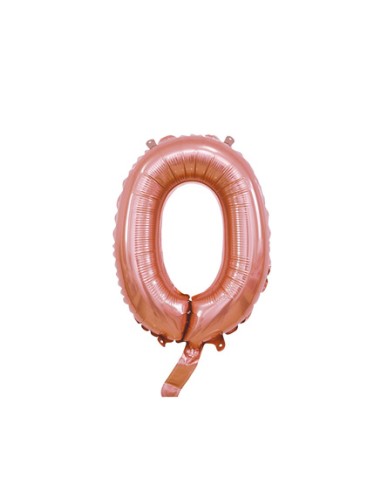 Palloncino Mylar Numero 0 Rosa Gold Mini 14" - 35cm con valvola - 1pz | G3S Party