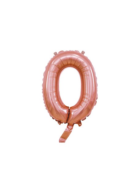Palloncino Mylar Numero 0 Rosa Gold Mini 14" - 35cm con valvola - 1pz | G3S Party