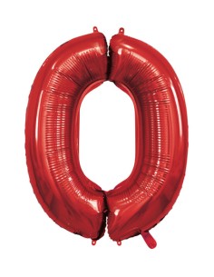 Palloncino Mylar Numero 0 Rosso Mega 40" - 101cm - 1pz | G3S Party