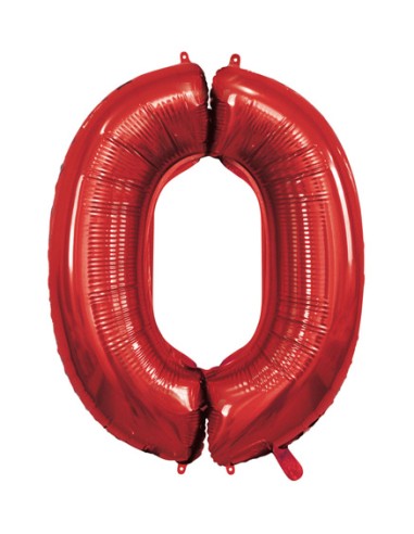 Palloncino Mylar Numero 0 Rosso Mega 40" - 101cm - 1pz | G3S Party