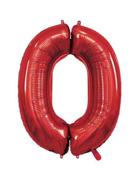 Palloncino Mylar Numero 0 Rosso Mega 40" - 101cm - 1pz | G3S Party