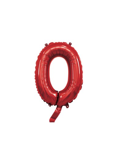 Palloncino Mylar Numero 0 Rosso Mini 14" - 35cm con valvola - 1pz | G3S Party