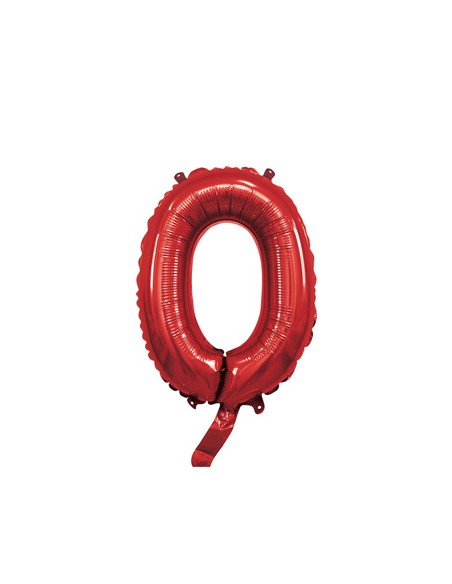 Palloncino Mylar Numero 0 Rosso Mini 14" - 35cm con valvola - 1pz | G3S Party