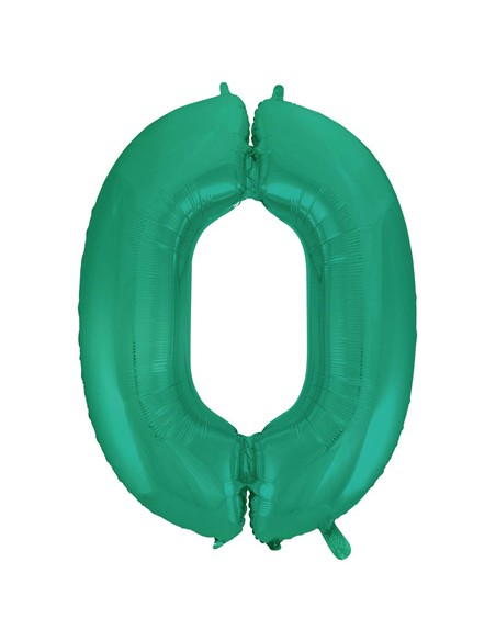 Palloncino Mylar Numero 0 Satin Velvet Aquamarine Mega 40" - 101cm - 1pz | G3S Party