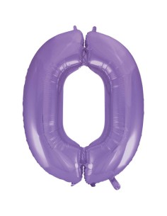 Palloncino Mylar Numero 0 Satin Velvet Lilac Mega 40" - 101cm - 1pz | G3S Party