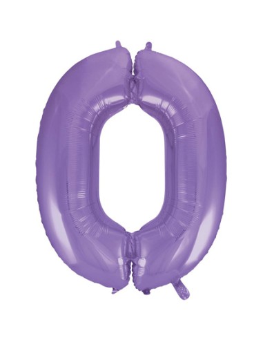 Palloncino Mylar Numero 0 Satin Velvet Lilac Mega 40" - 101cm - 1pz | G3S Party