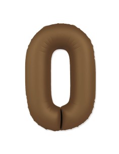 Palloncino Mylar Numero 0 Slim Mate Choco Brown Satinato 37" - 86cm - 1pz | G3S Party