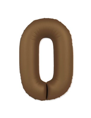 Palloncino Mylar Numero 0 Slim Mate Choco Brown Satinato 37" - 86cm - 1pz | G3S Party