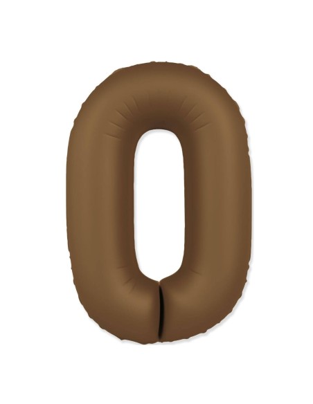 Palloncino Mylar Numero 0 Slim Mate Choco Brown Satinato 37" - 86cm - 1pz | G3S Party