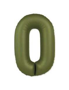 Palloncino Mylar Numero 0 Slim Mate Verde Oliva Satinato 37" - 86cm - 1pz | G3S Party